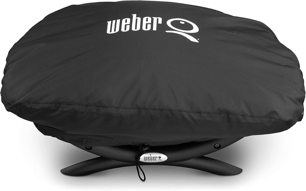 Weber Q1400 Barbecue électrique, surface de cuisson 43 x 32 cm, nomade, grille en fonte émaillée divisée en 2 parties, couvercle et cuve en fonte d'aluminium - Gris foncé (52020053)
