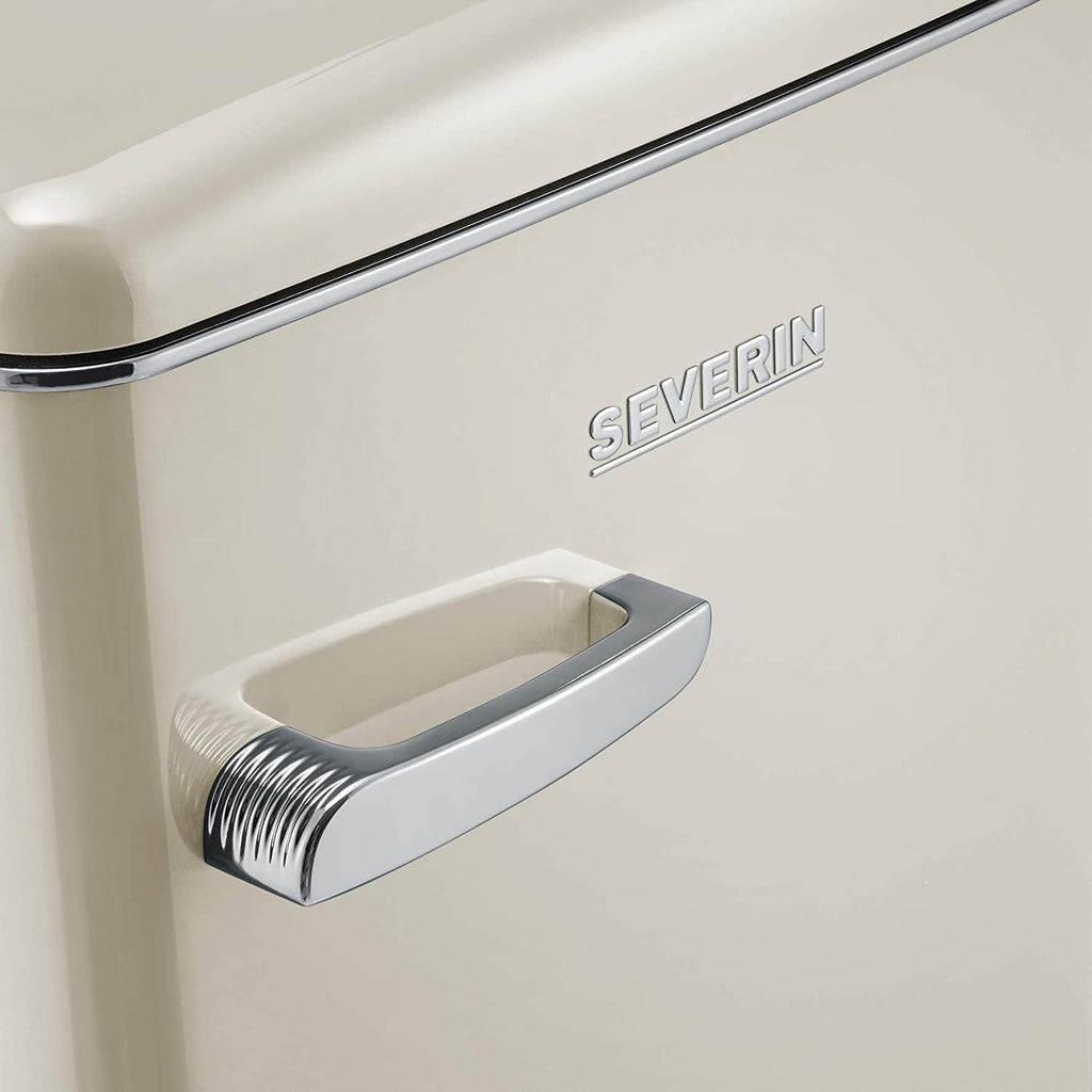 SEVERIN Réfrigérateur Congélateur, Pose libre, Longueur 55 cm, 108L, Classe D, 110 kWh/an, 37 dB, Look rétro, Crème, RKS 8833