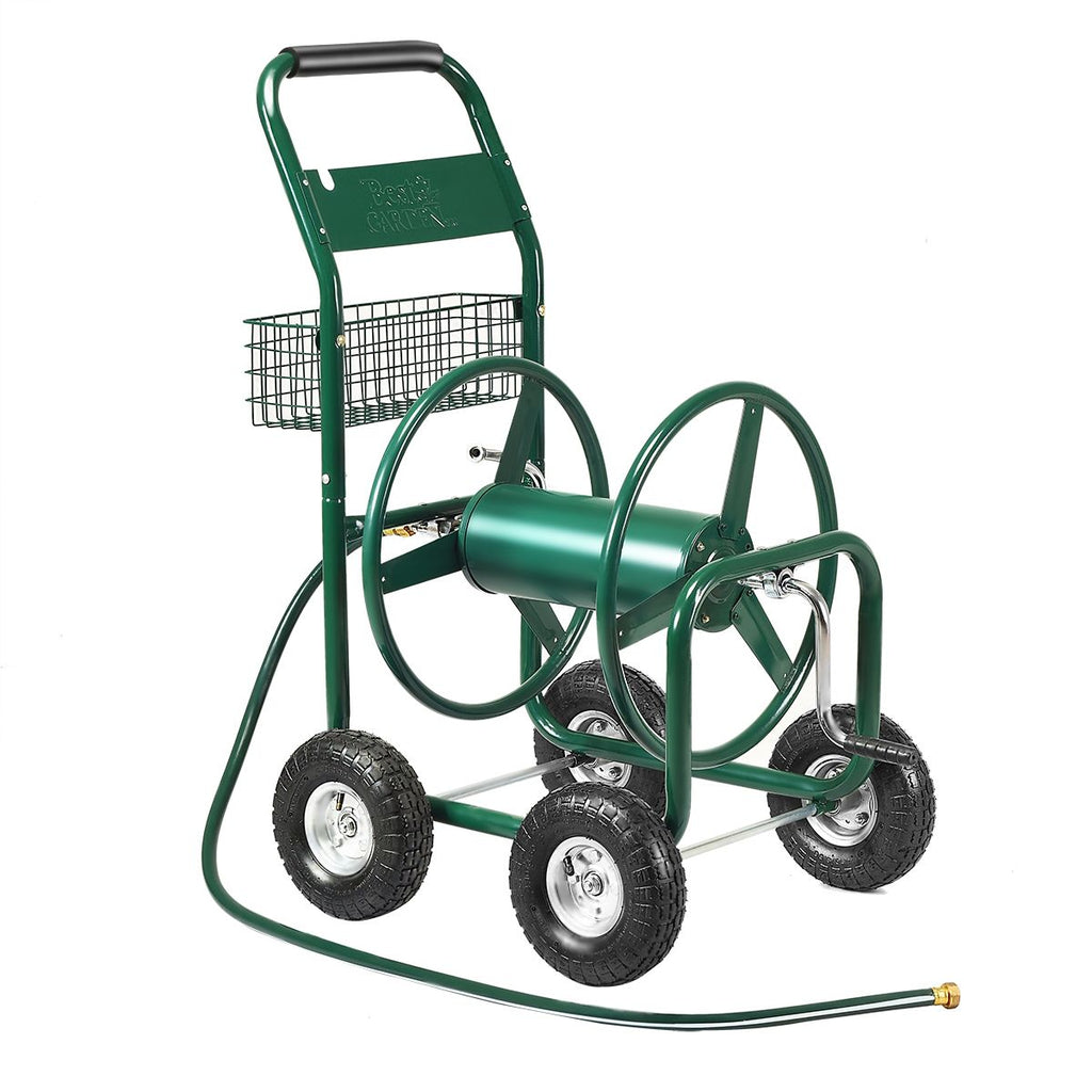 Dévidoir de Tuyau d’Arrosage avec 4 Roulettes Chariot pour 1.7m de Tuyau d’Arrosage Panier, 95x62x113cm, Vert
