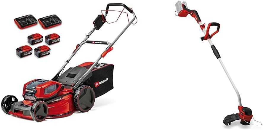 Einhell Professional Tondeuse à gazon sans fil GP-CM 36/47 S HW Li Power X-Change (36V, 47 cm largeur de coupe, autotractée, moteur sans charbon) Livré avec 4 Batteries 4,0Ah et 2 Chargeurs Doubles