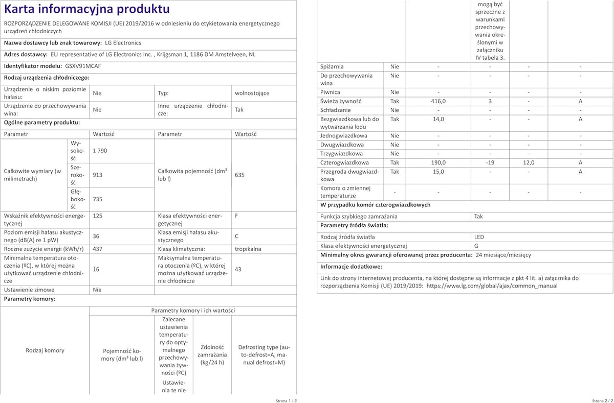 LG GSXV91MCAF Réfrigérateur combiné - Side by Side, 635L, InstaView, Total No-Frost, Compartiment congélation, Distributeur d'eau et glace UVnano, Compresseur Inverter Linear, Wi-Fi, Noir, Classe F