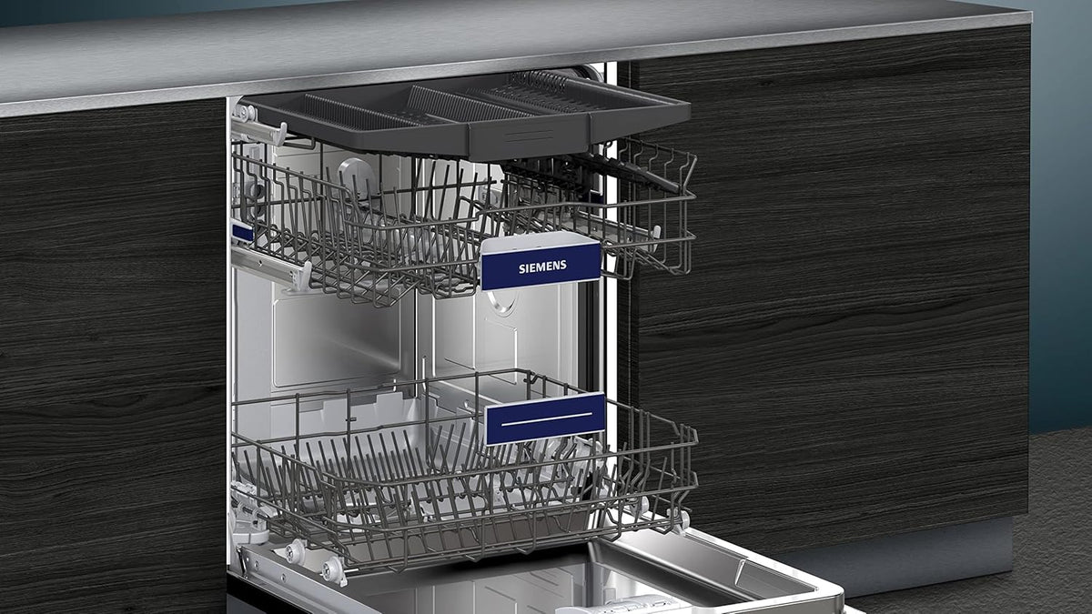 Siemens SN43ES14VE, iQ300 Lave-vaisselle intelligent, lave-vaisselle sous meuble avec tiroir à couverts, 60 cm, ouverture automatique de la porte grace à AutoOpen dry, particulièrement silencieux avec