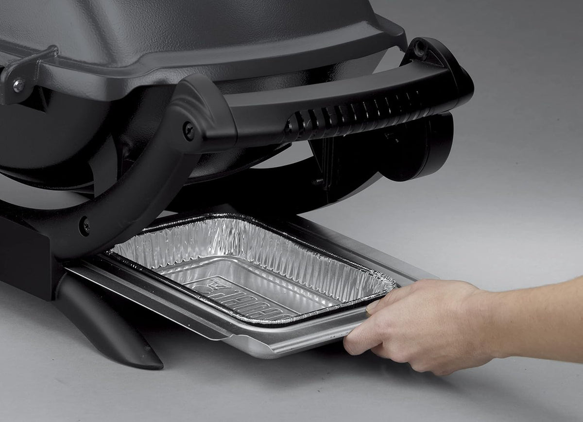 Weber Q1400 Barbecue électrique, surface de cuisson 43 x 32 cm, nomade, grille en fonte émaillée divisée en 2 parties, couvercle et cuve en fonte d'aluminium - Gris foncé (52020053)
